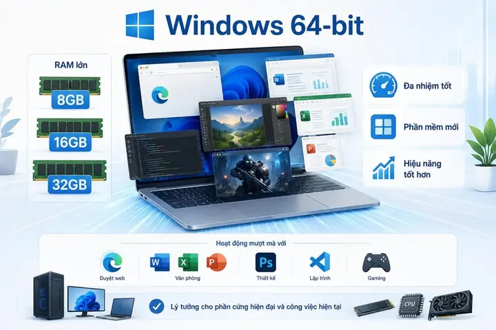 64 Bit Và 32 Bit Là Gì? Phân Biệt Và Cách Chọn Phiên Bản Phù Hợp 64 Bit Và 32 Bit Là Gì? Phân Biệt Và Cách Chọn Phiên Bản Phù Hợp