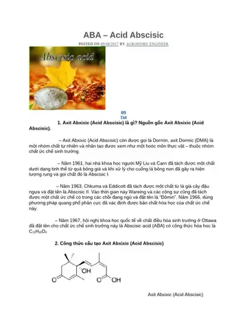 Acid Abscisic (aba): Định Nghĩa, Vai Trò Và Tác Động Lên Thực Vật