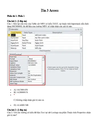 Trắc Nghiệm Access Là Gì? Tổng Hợp Câu Hỏi Và Đáp Án Chi Tiết