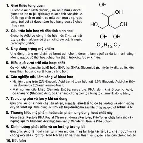 Acid Gluconic Là Gì? Tính Chất, Ứng Dụng Và Lợi Ích Toàn Diện