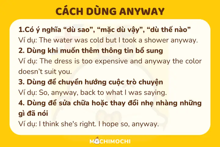 Anyway Là Gì? Phân Biệt Anyway, Anyways Và Any Way Chi Tiết